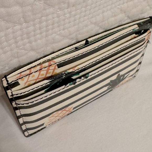 KATE SPADE Pineapple Card Case Cameron Street Striped Leather Card Holder NWT - Picture 4 of 7